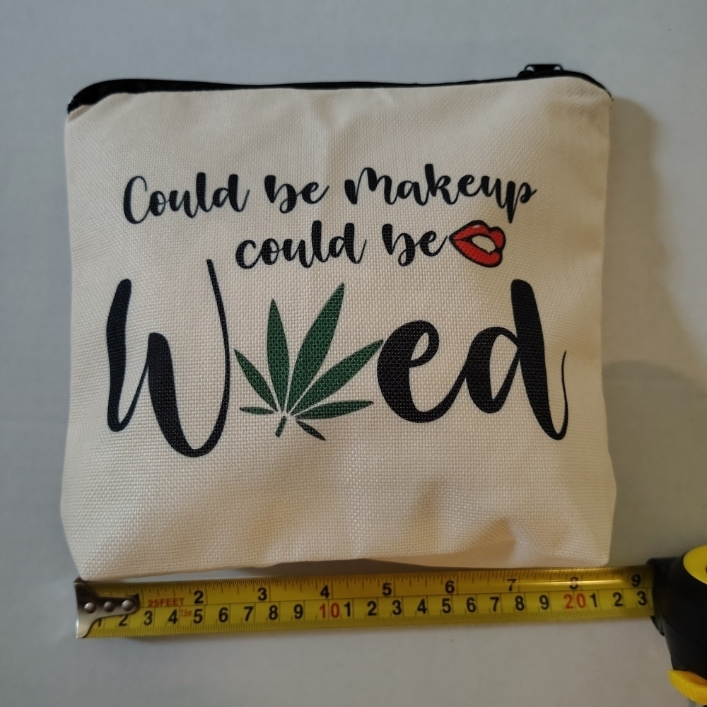 Stylish Cream Makeup Pouch Weed Funny